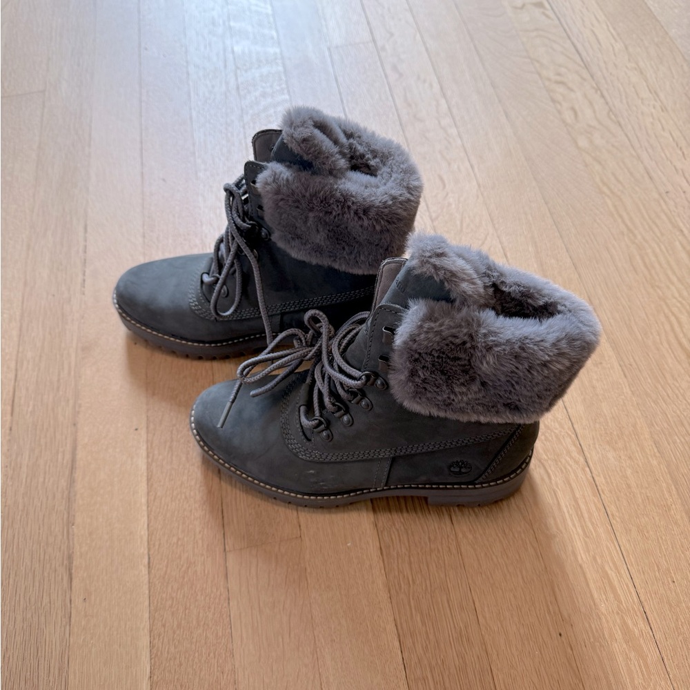 Faux Fur Timberland Boots Size 7.5
